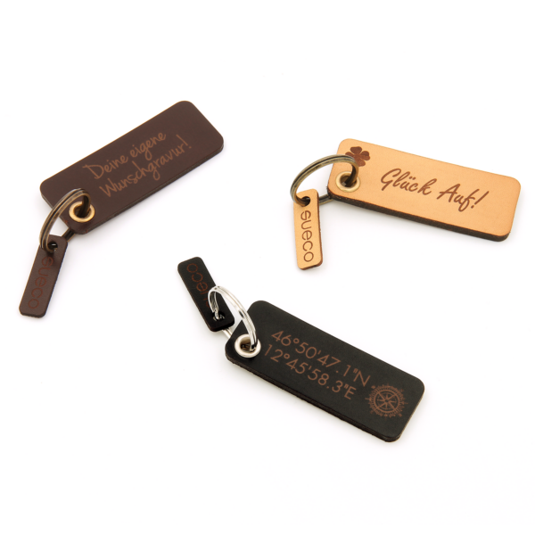 Personalisierter Schlüsselanhänger aus Leder mit Gravur - 4mm Öse